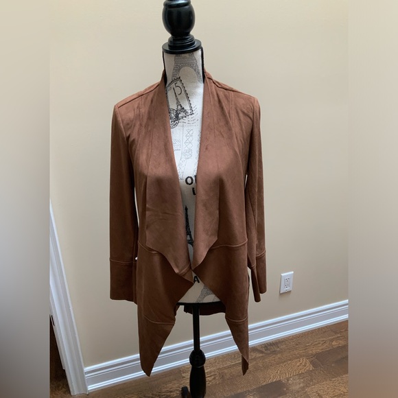MELANIE LYNE Suede Brown Open Duster Jacket Dressy Women’s Size 4 BRAND NEW - Picture 12 of 16